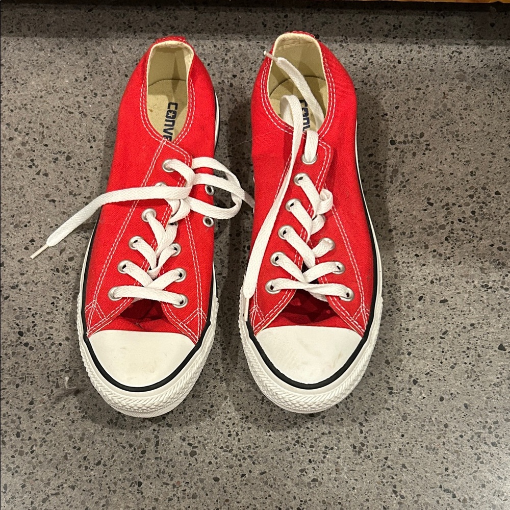 Converse Red Canvas Sneakers with White Accents